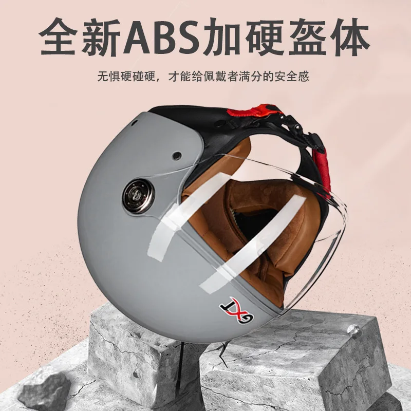 GXT Open Face Motorcycle Helmet Clear Visor Removable Liner Retro Scooter Riding Helmet for Men Women