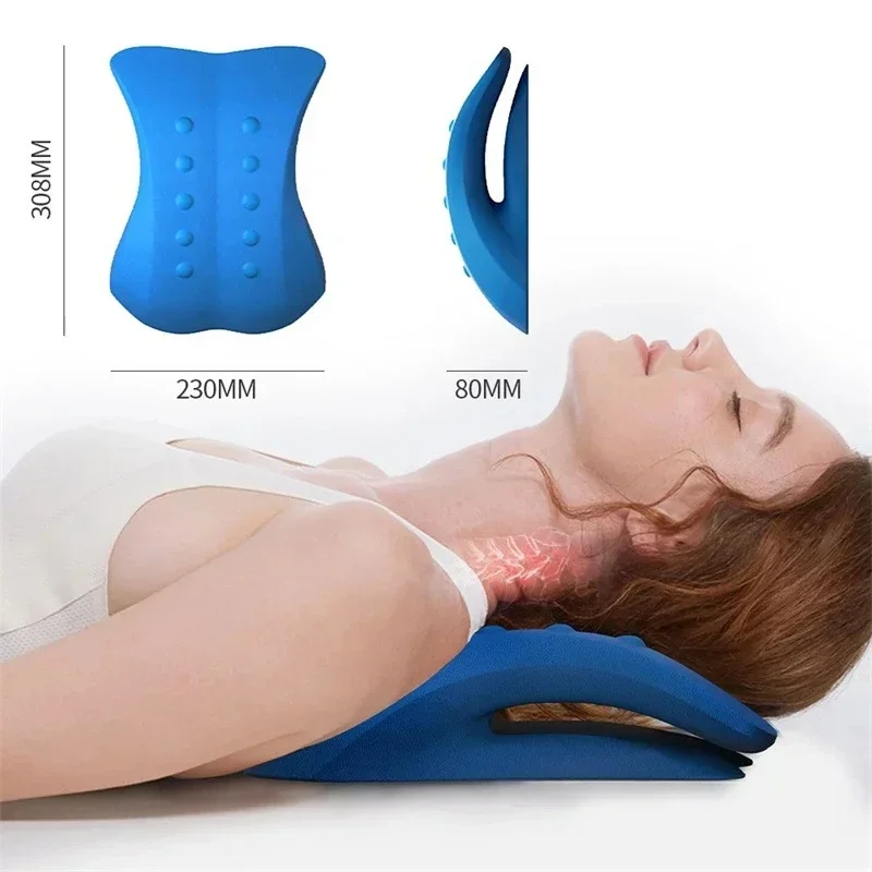 PurenLatex Lumbar Retractor Pillow PU Neck Tration Pillow Gravity Stretch Cervical Vertebra Massage Spots Orthopedic Pillow