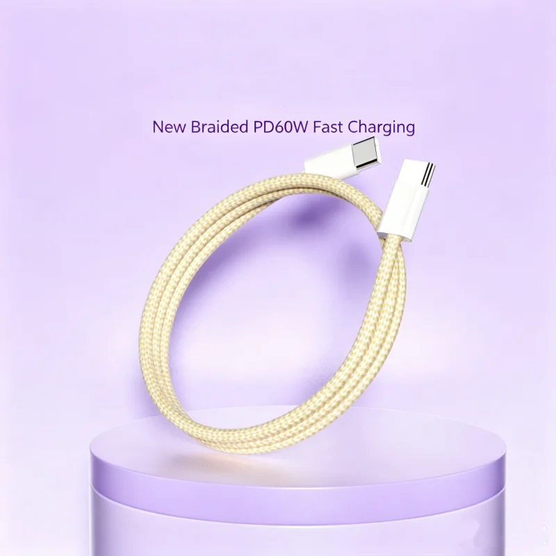 1M Braided USB C to USB C PD Fast Charging Data Cable Macaron Multi Color Wear Resistant Charger Cord For Android Type C Phones