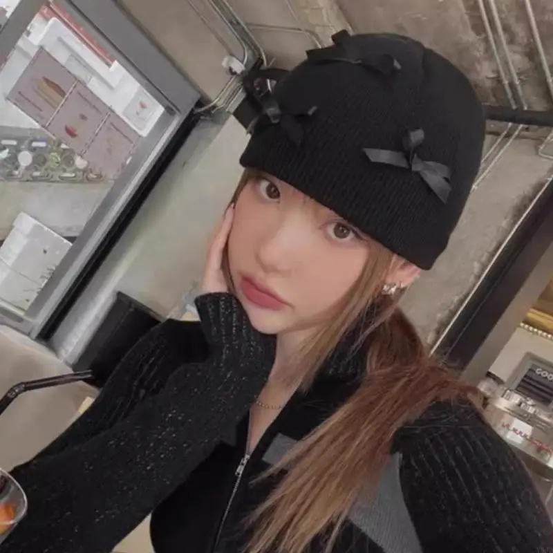 قبعة جمجمة Y5JD للجنسين لقبعة النشاط في الهواء الطلق مع قبعة Bowknot Pulvering للجنسين قبعة القبعة القباية #5