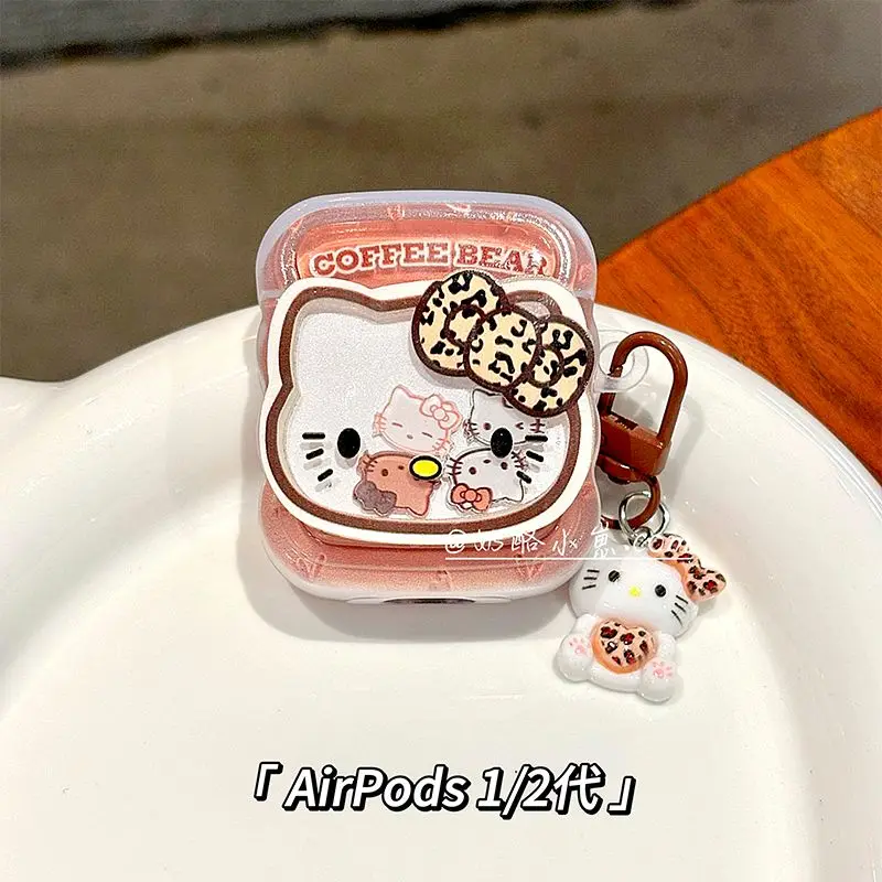 حافظة سماعة أذن هالو كيتي بطبعة الفهد مناسبة لأجهزة Airpods4 Apple 1/2 Generation حافظة سماعة أذن بلوتوث Airpodspro2