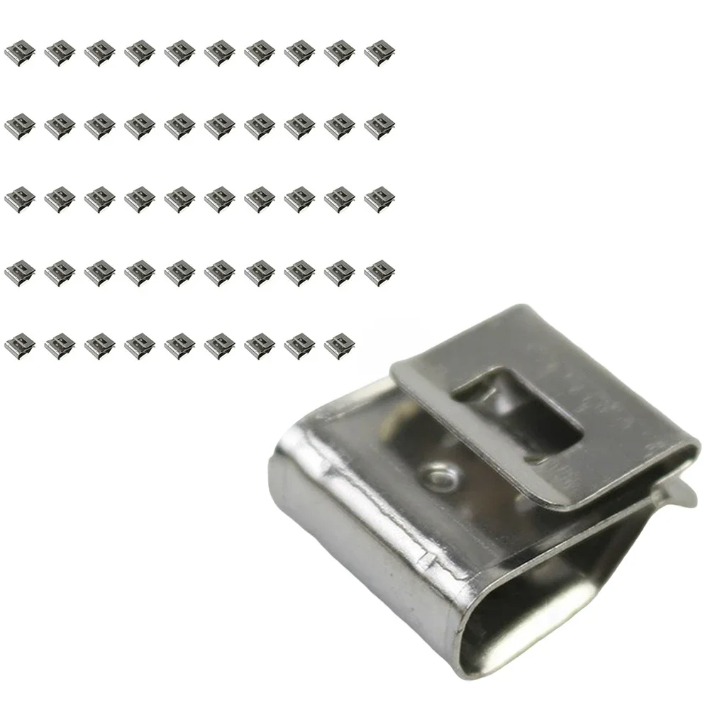 

50pcs Solar Photovoltaic Cable Clamp Stainless Steel 4 Square 2 Line Clamp Stainless Steel Cable Trailer Clamps Clip