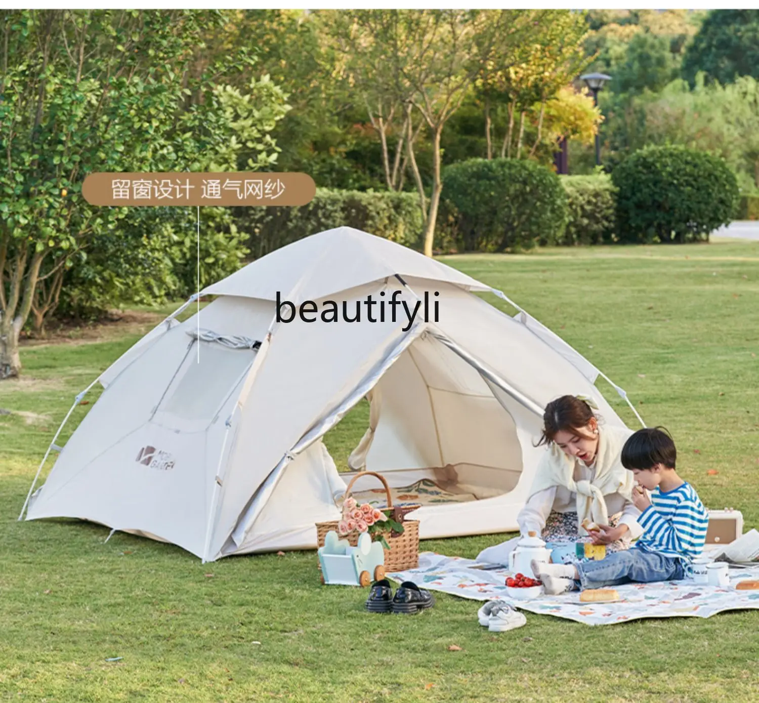 Family Tent Outdoor Camping Exquisite Picnic Portable Foldable Automatic Thickened Rain-Proof Zero-Moving