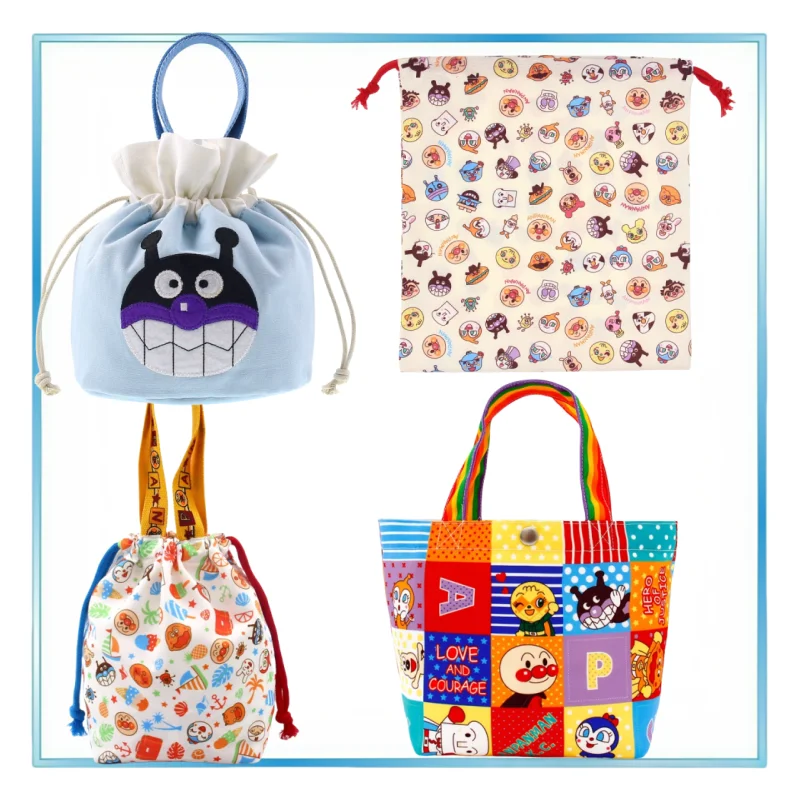 

Anpanman Lunch Box Mom's Storage Bag Student Drawstring Handbag Cartoon Bags Cosmetics Headphones Change Storage Festival Gifts