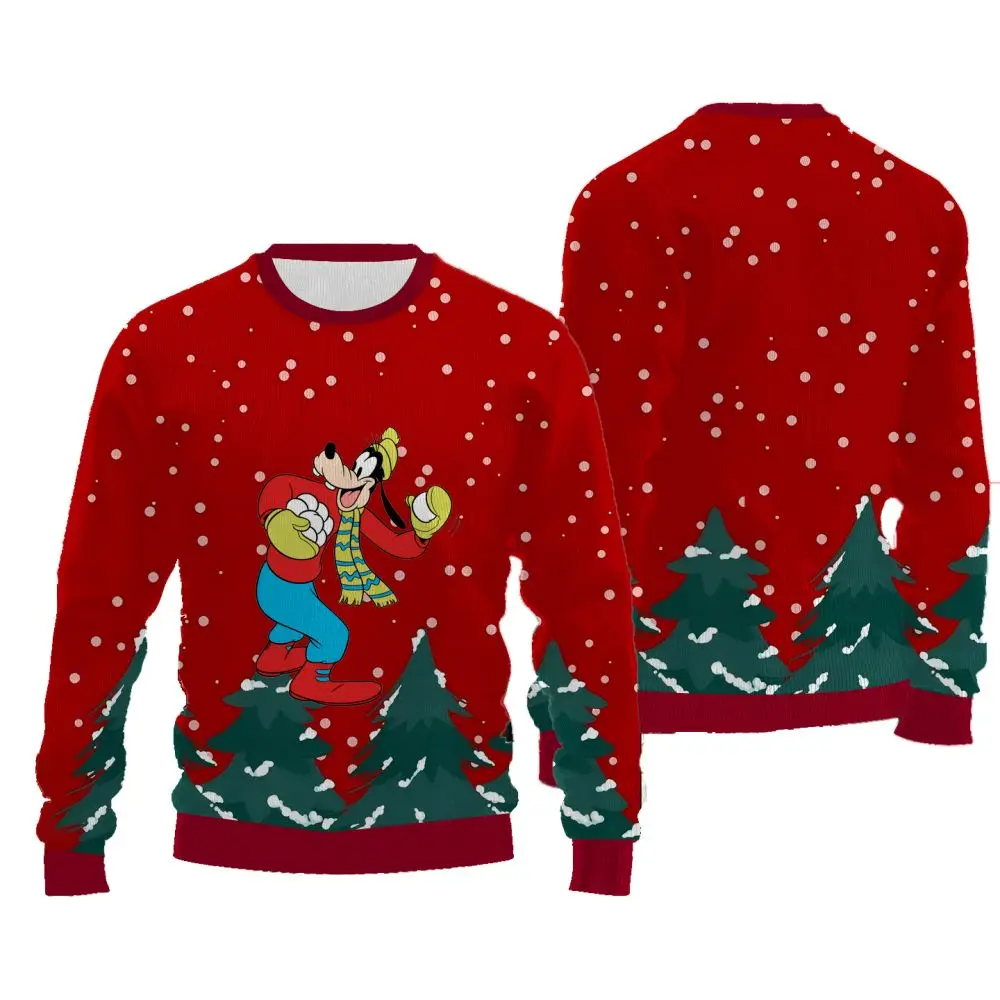 

Cartoon Pattern Christmas Vibe Sweater for Women, Round Neck, Long Sleeves, Casual Pullover, Comfortable Sweatshirt, New Style,