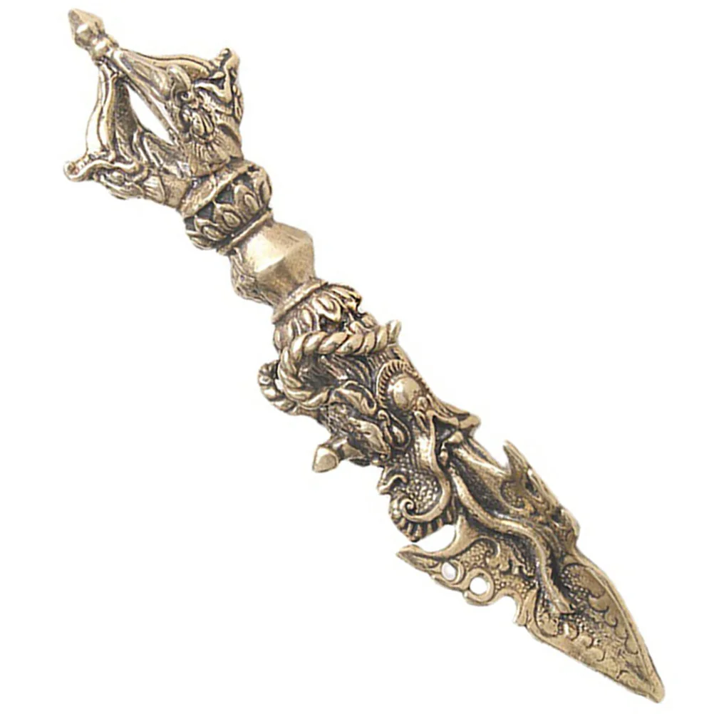 زخرفة مدقة فاجرا النحاسية نمط مصغر ديكور مكتب المنزل دارما التبتية مدقة النحت حرفة نحاسية فريدة من نوعها #4