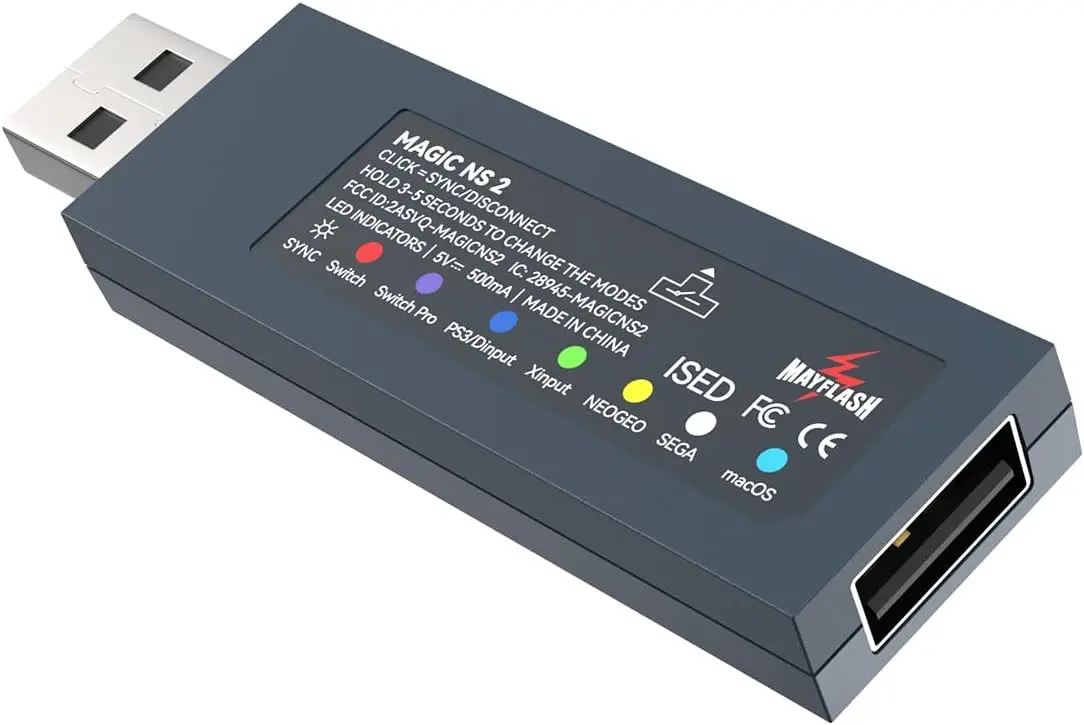 محول USB بلوتوث لاسلكي MAYFLASH Magic NS2 متوافق مع Switch/Switch 2، Steam Deck، Windows، Raspberry Pi، Xbox Seri