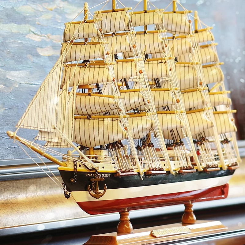 Smooth sailing ship model simulation with solid wood craftsmanship, living room decoration, decorations, gifts, and finished