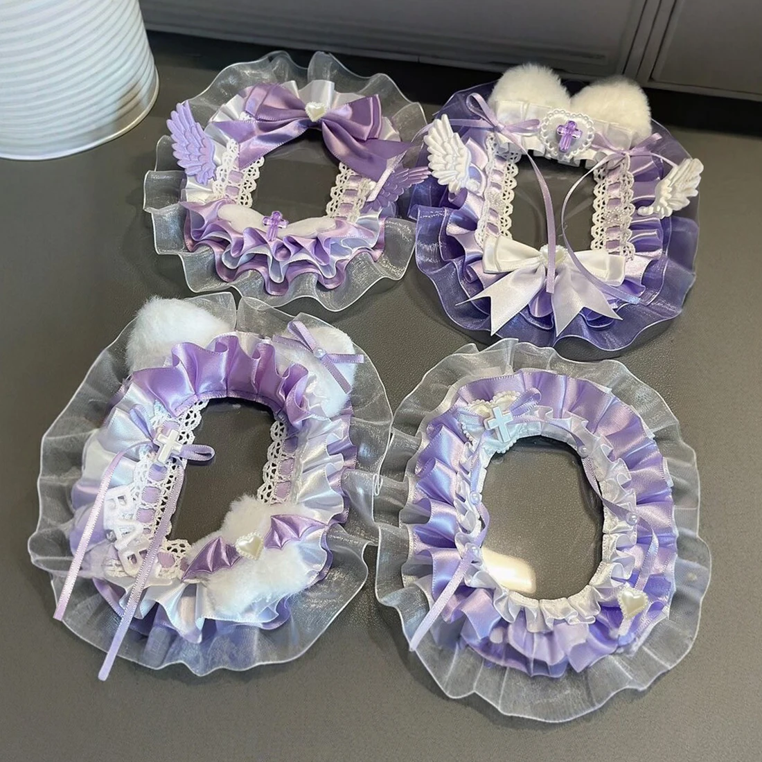 Cross Plush Ear Bat Wing Lace Photocard Display Card Holder Lolita Bow 3 Inch KPOP Photocard Decor Border Macaron Color Polaroid Photo Frame Idol Collection Itabag Decor Ornament photocard topper