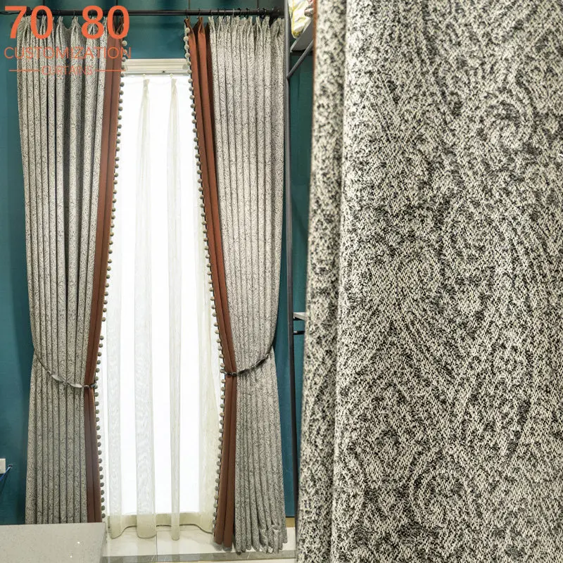 High Grade Product Paisley Jacquard Splicing Chenille Curtains for Living Room Bedroom French Window Customized Balcony Villa