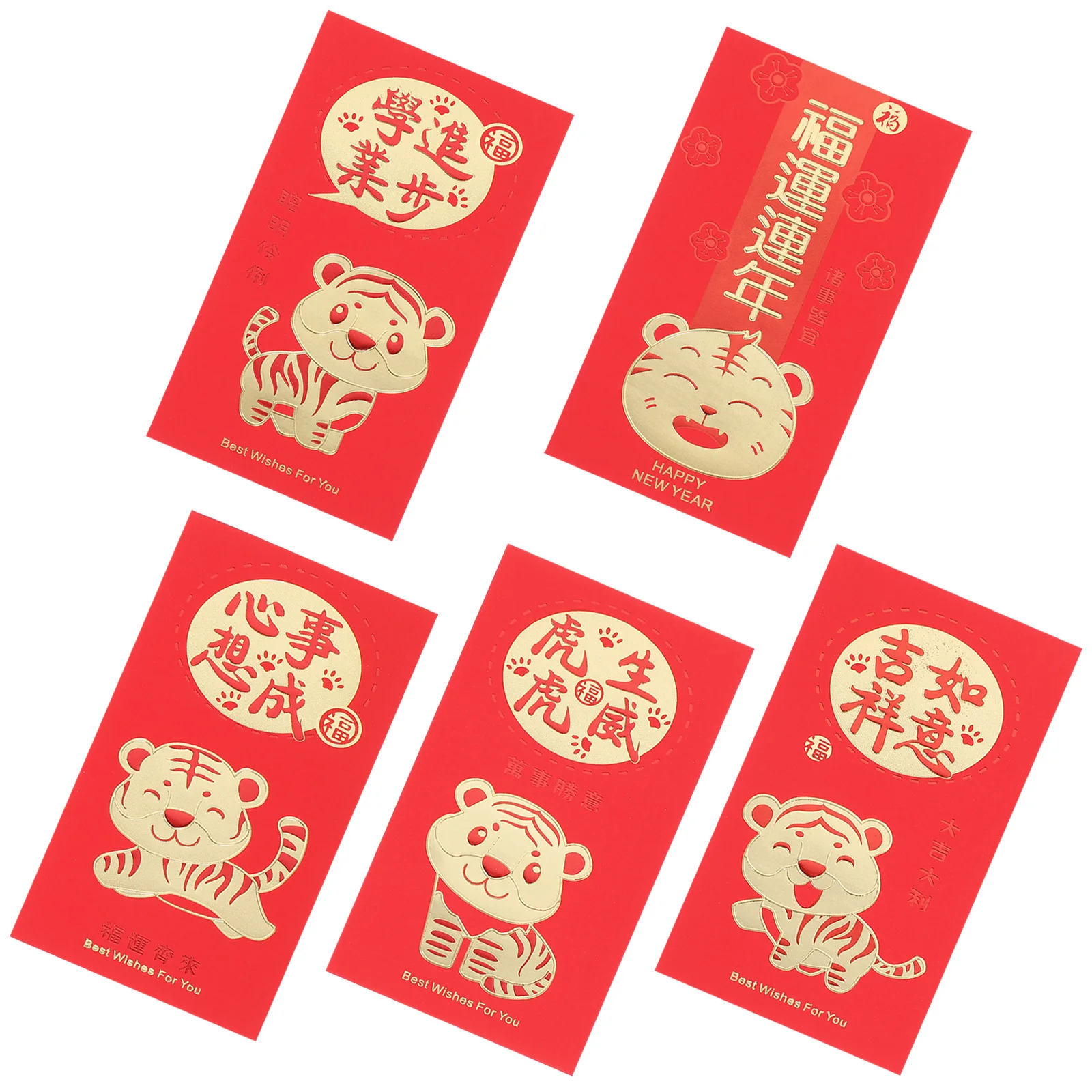 30pcs New Year Envelopes 2022 Chinese Tiger Year Money Pockets Red Packets For Spring Festival Traditional Ceremony Chinese