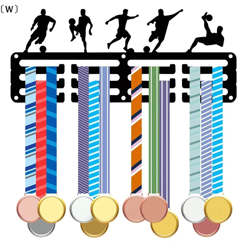 〔W〕Creative Football Running Medal Hanger Display Stand For Wall Home Badge Competition Gymnastics Swimming Medal Winner Iron Ar