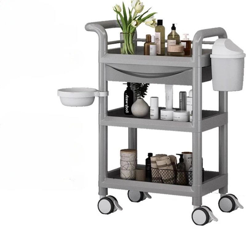 Ferramenta de maquiagem e salão carrinho cosmético, Armazenamento Rolling Trolley, Luxo médico Carrito Auxiliar Salon Furniture, BL50SF