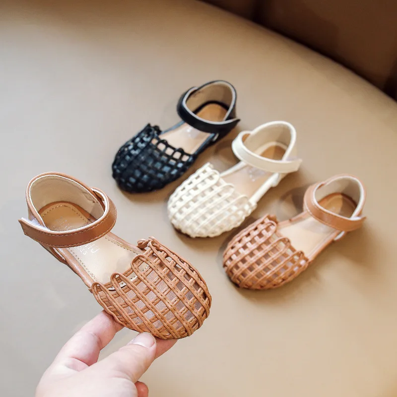 2023 Summer new girls' retro braided sandals Korean style fashion princess shoes Child shoes