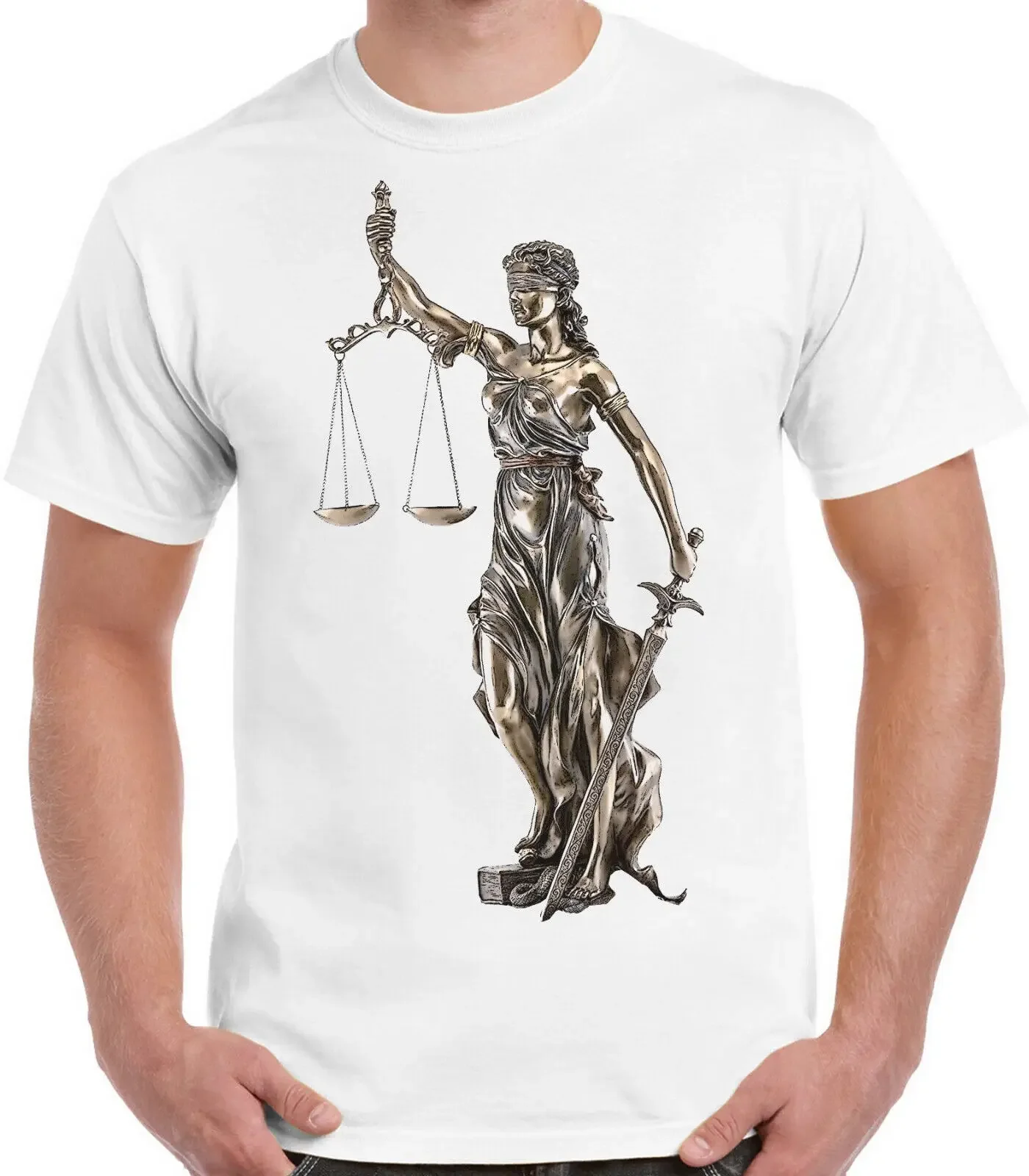 Justice. Lady Justice T-shirt. Ash, Khaki, White, Yellow. Small-XXXL long or short sleeves