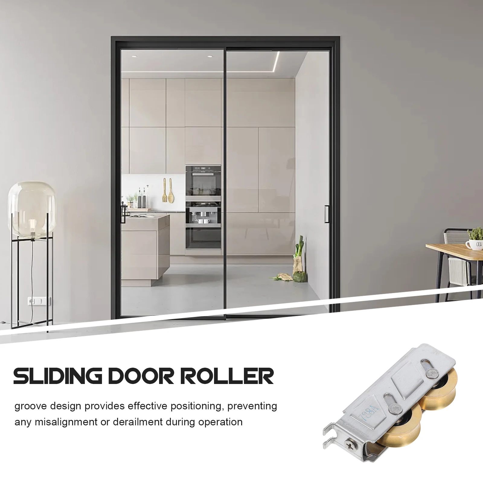 2Pcs Sliding Door Roller Stainless Steel Shell Double Copper Wheel Ball Bearing for Smooth Closet Patio Screen Door Operation
