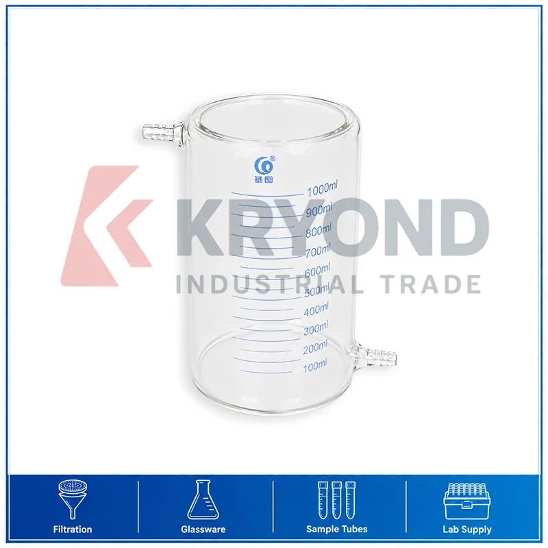 Double Jacketed Borosilicate Glass Beaker 50ml 100ml 150ml 200ml 250ml 300ml 500ml 1000ml Laboratory Research Use Pack 1PCS Set