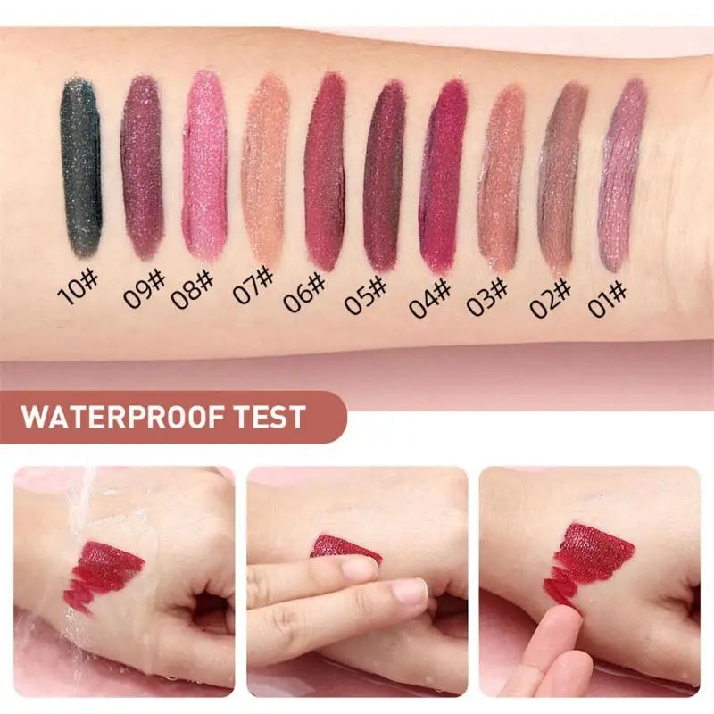 Qibest Vloeibare Lippenstift Hydraterende Langdurige Paarse Sprankelende Waterdichte Lipgloss Cosmetica Matte Glitter Lippenstift