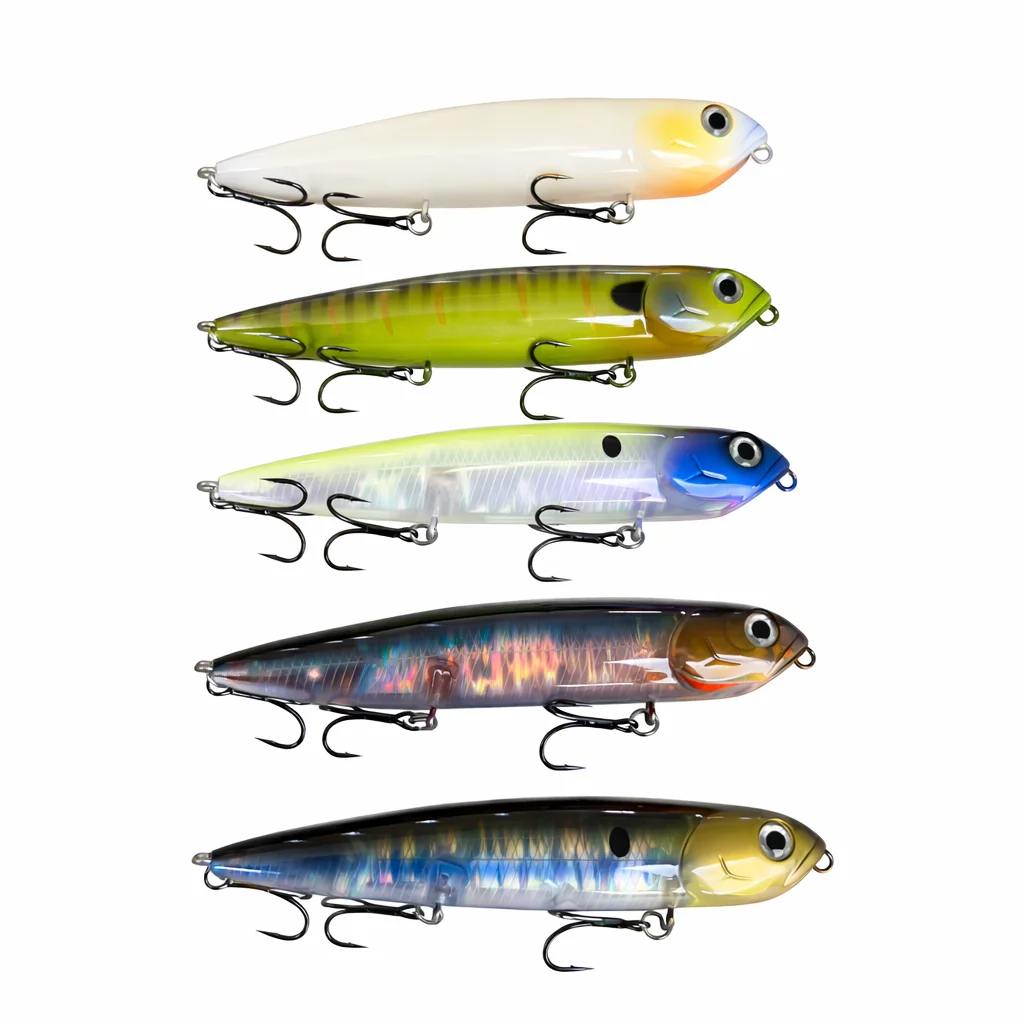 110mm 21g Topwater Popper Pencil Köder 3D Holographischer Laser Harter Angelköder für Salzwasser Seebarsch-Angeln