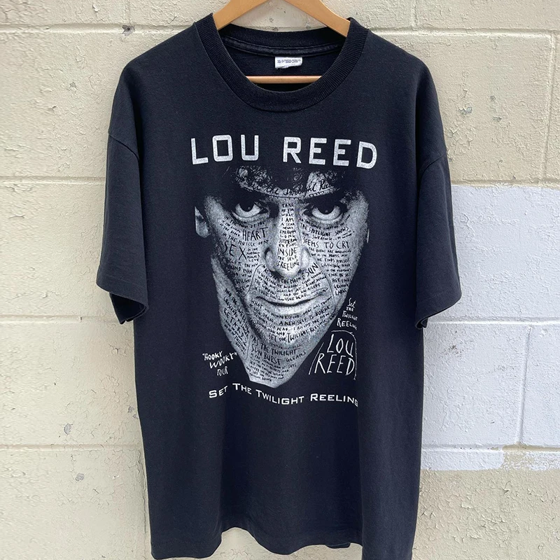 Lou Reed Velvet Rock Singer Short Sleeve T-Shirt Street Style Half Sleeve Band Print Cotton Casual Top for Teens Summer Wear