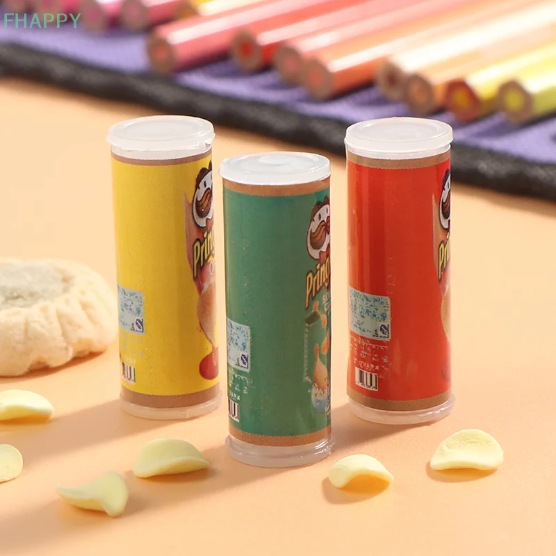 3Pcs Simulation Potato Chips Bottle Dollhouse Miniature Play Kitchen Food