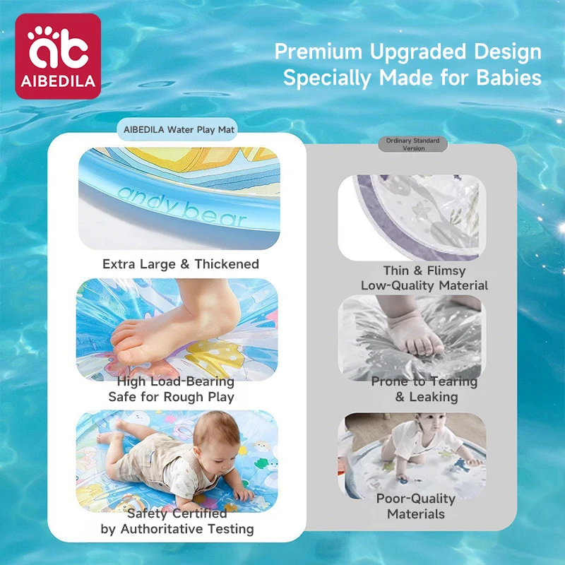 AIBEDILA Inflatable Cooling Water Play Mat Baby Crawling Pad Tummy Time Toy for Toddler Indoor Outdoor Summer Games view 3