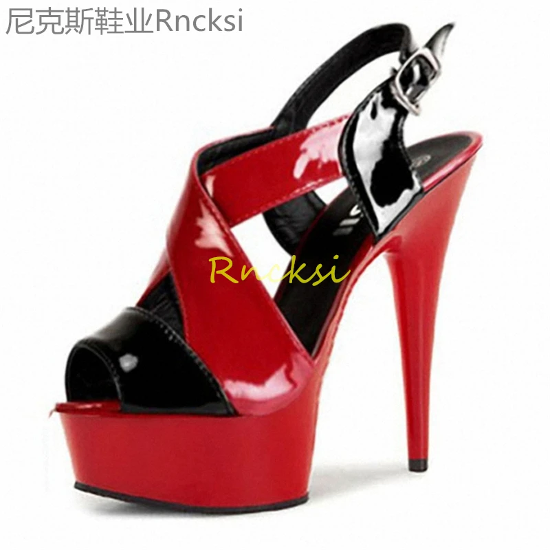 15cm Super high heels stiletto fashion with sandals nightclub show shoes plus size catwalk