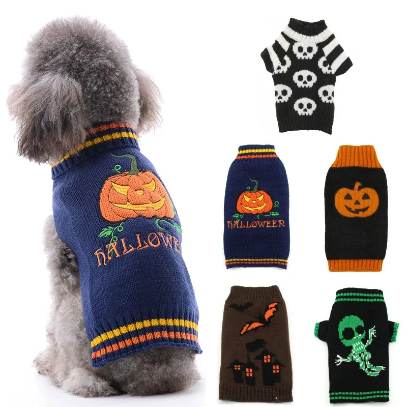 Dog Clothes Halloween Dog Costume Pumpkin Print Clothing Dog Sweater Chihuahua French Bulldog Korea Dog Cat Luxury Pet Clothes