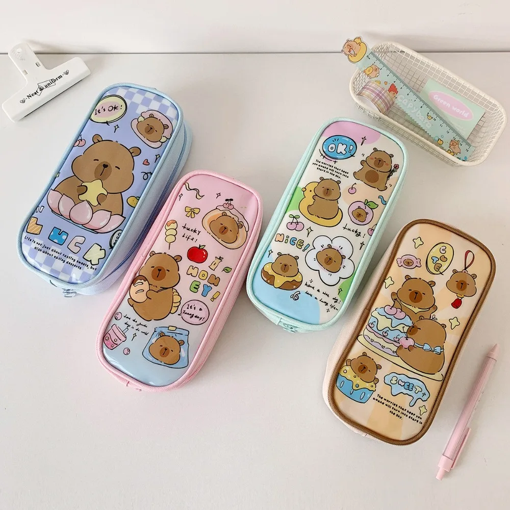 

Desktop Storage Cartoon Capybara Stationery Bag Large Capacity Cosmetics Card Pen Capybara Pencil Case Stationery Animal