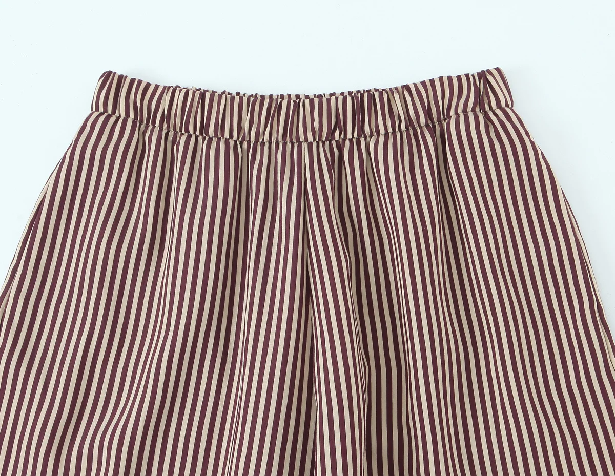 Damskie spodnie z szerokimi nogawkami w paski, luźny, swobodny styl, uniwersalne, z efektem drapowania, nowość na jesień 2025.