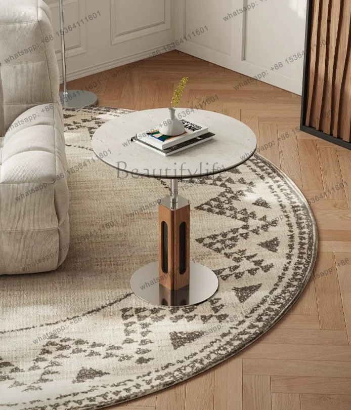 LD antique rock slab edge table can be lifted and lowered living room home creative round small coffee table