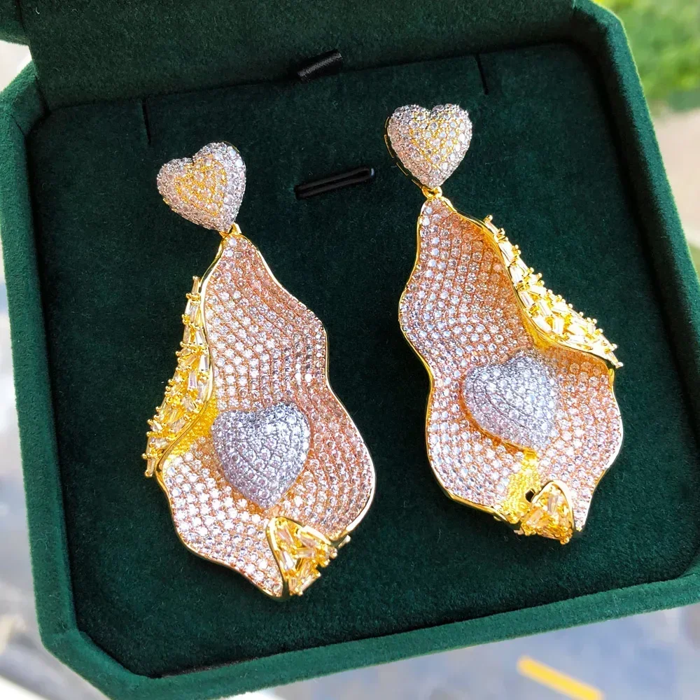 

Kellybola Luxury Fashion Heart Earrings Original Design For Noble Women Wedding Party CZ Dubai Bridal Earrings Gorgeous Jewelry