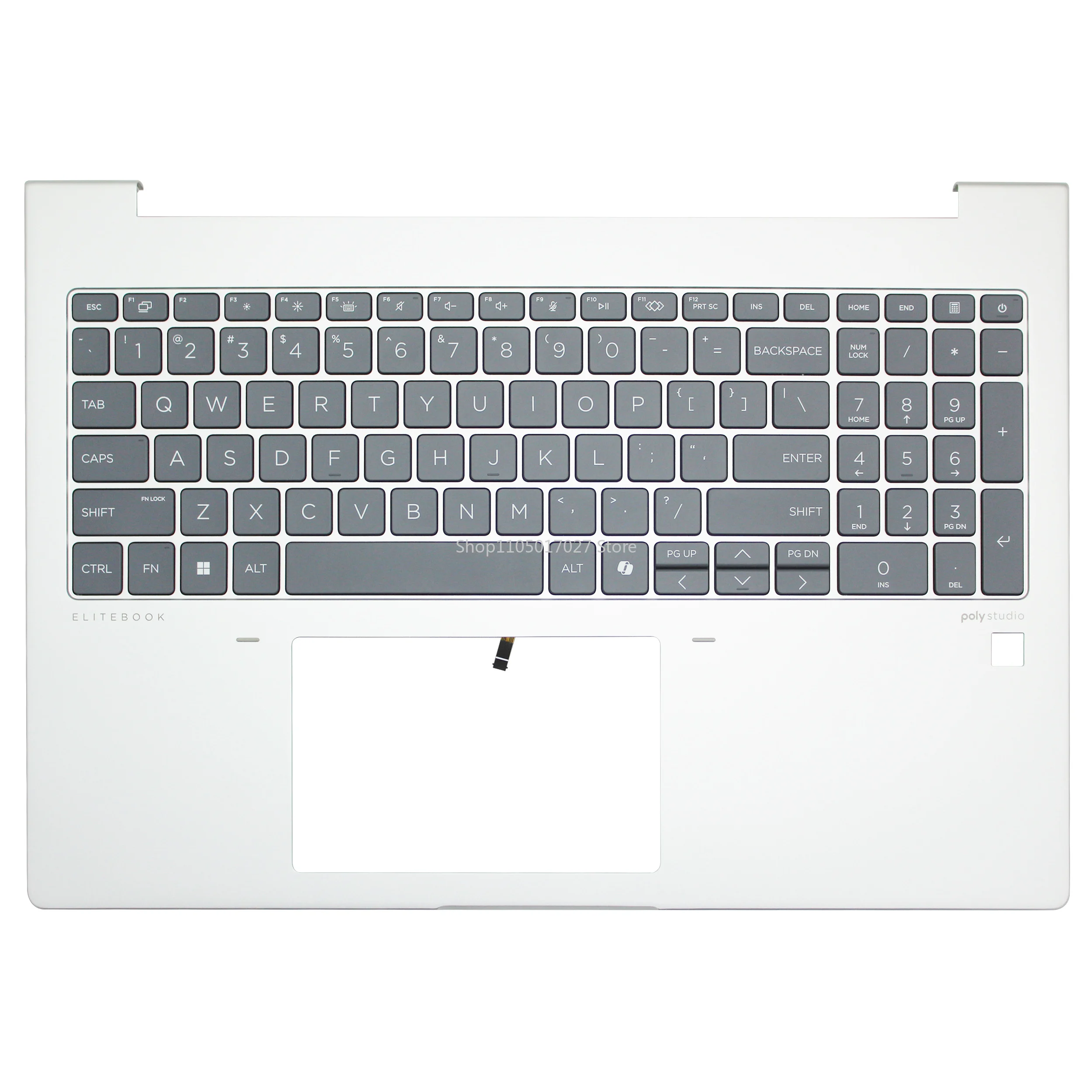 Zilveren Handsteun + Backlit Toetsenbord – Vervanging Voor HP Elitebook 640 G9 / 645 G9 – US Lay-out – Metaal – N17709-001
