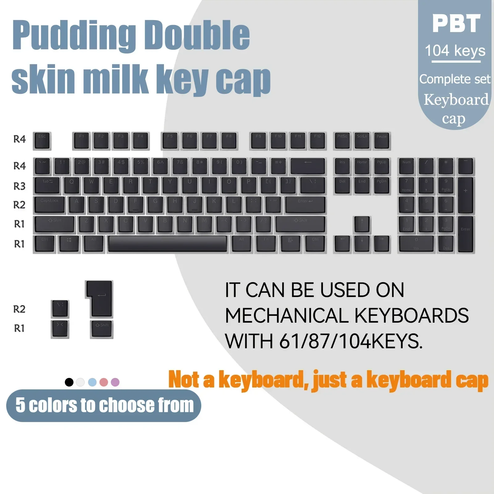 PBT double pudding cream closed character light transmission 1048761 keys mechanical keyboard universal keyboard cap keycap