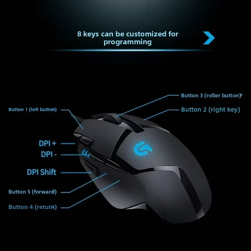 ماوس الألعاب Logitech G402، مجهز بمحرك بصري عالي الأداء، تخصيص 8 أزرار، يساعد على النصر في اللعبة.