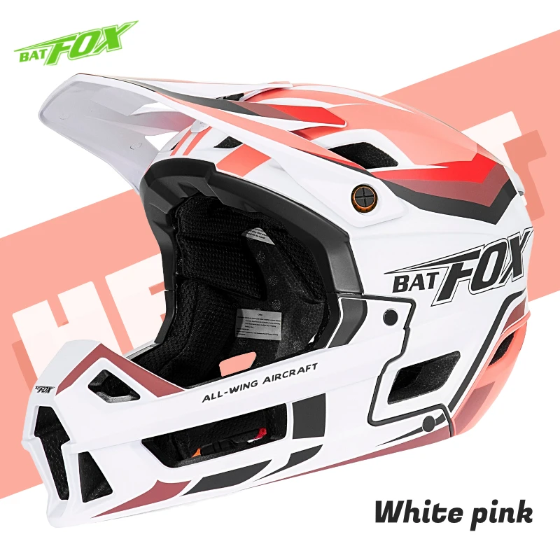 BATFOX New Cycling Helmet MTB Full Face Mountain Bike Helmet For Men Motorcycle Off-Road Adult Bicycle Racing Safety Cap