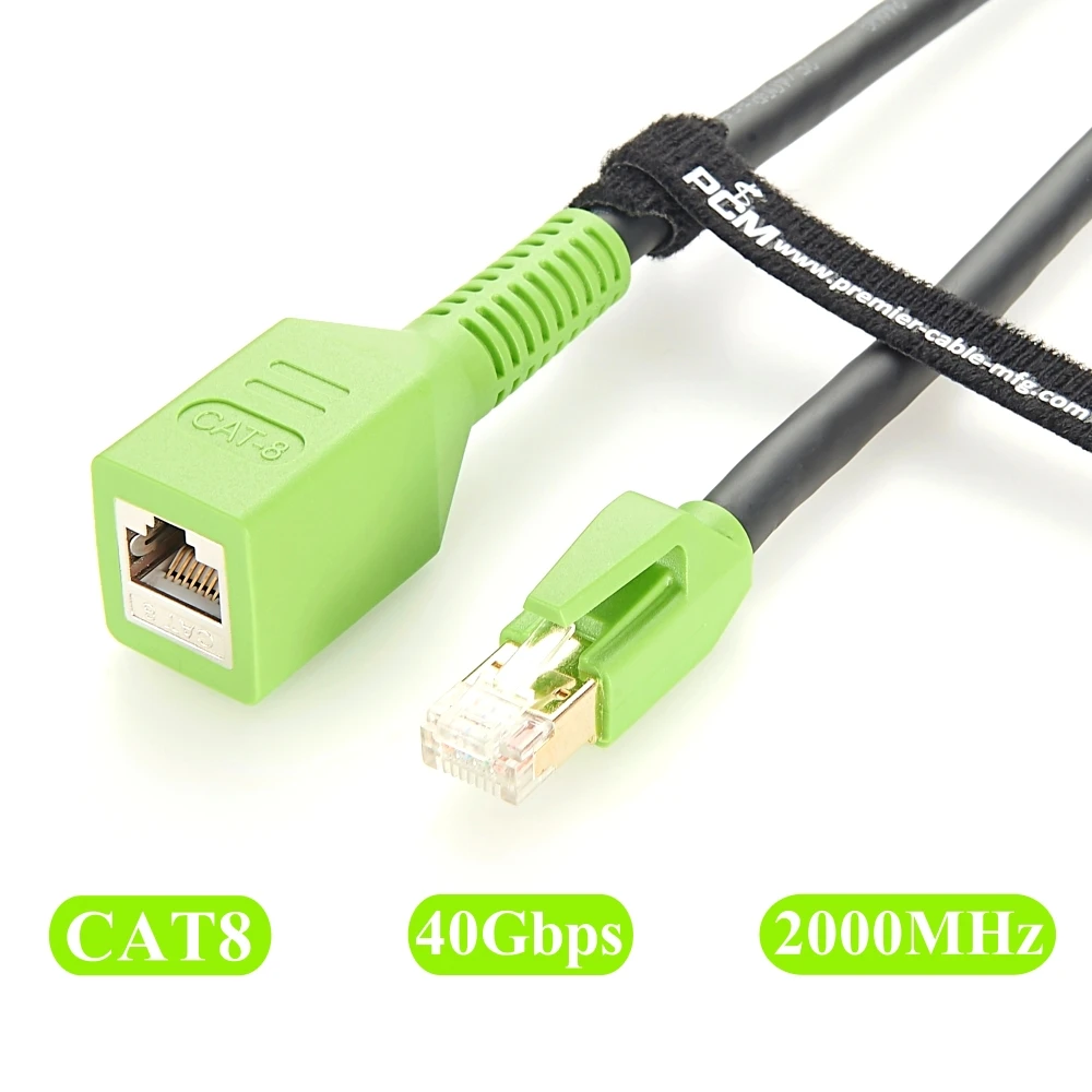 

RJ45 Cat8 Ethernet Extension Cable 40Gbps RJ45 Network LAN Shielded Male to Female Extender Cable for Router Modem POE Switch