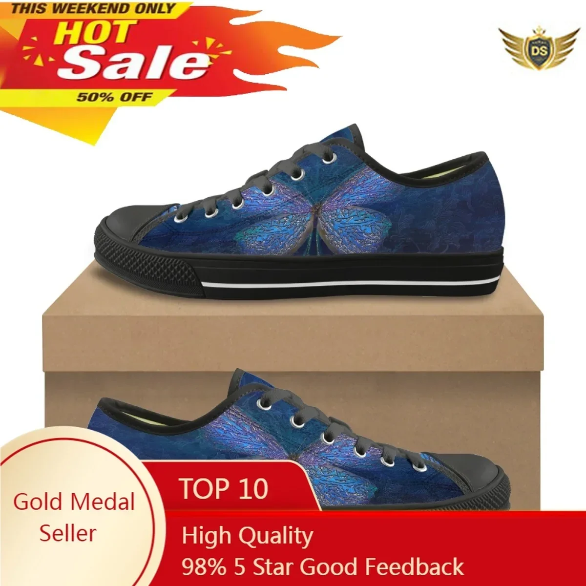 

Women Canvas Shoes Fashion Hot Art Butterfly Pattern Print Outdoor Sneakers For Students Classic Lace Up Low Top Canvas Footwear