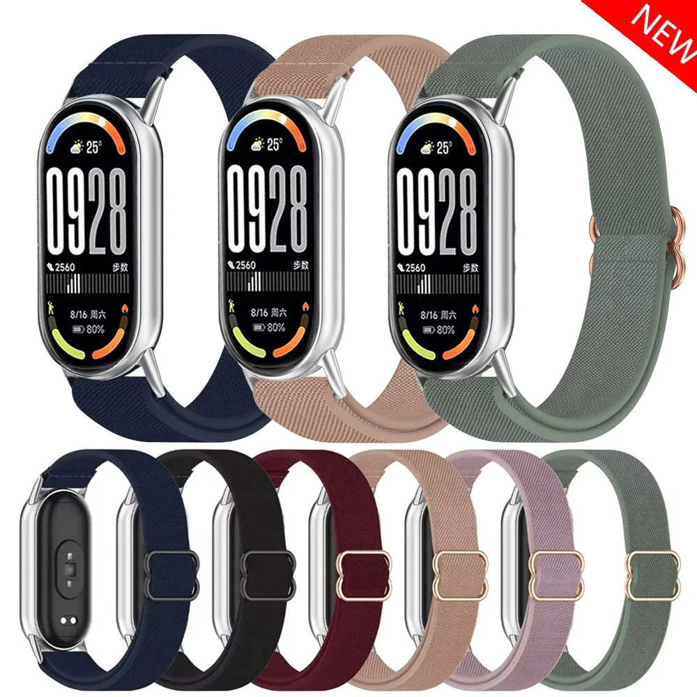 Scrunchie-Riemen für Xiaomi Mi Band 10 9 8, Armbandzubehör, elastische Nylonschlaufe, Ersatz-Correa-Armband, Miband 10 Miband 9-Band