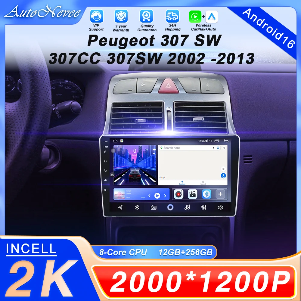Android Carplay Car For Peugeot 307 SW 307CC 307SW 2002 -2013 Auto Radio Multimidia Player GPS Navigation 4G Carplay NO 2DIN DVD
