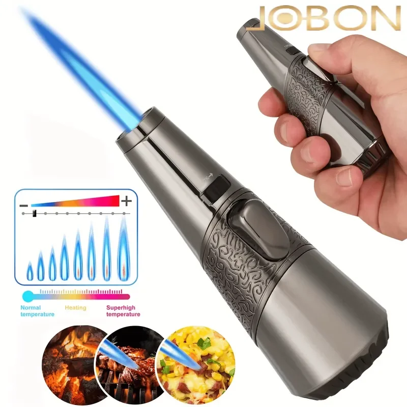 JOBON Metal Windproof Torch Lighter High Temperature Turbo Jet Flame Butane Refillable Outdoor Camping BBQ Kitchen Welding
