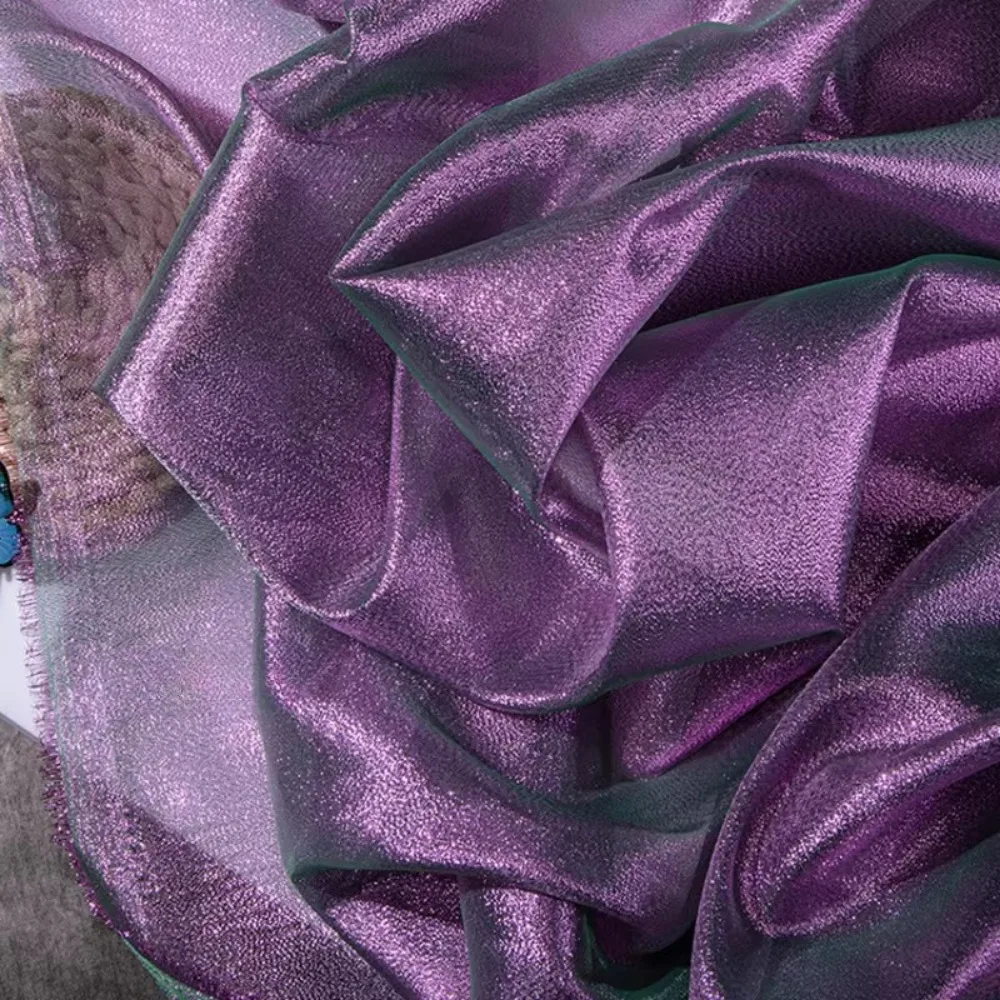 

Creative Colorful Laser Organza Fabric 100*150cm Gradient Color Cloth Fabric Silk DIY Material Stage Background