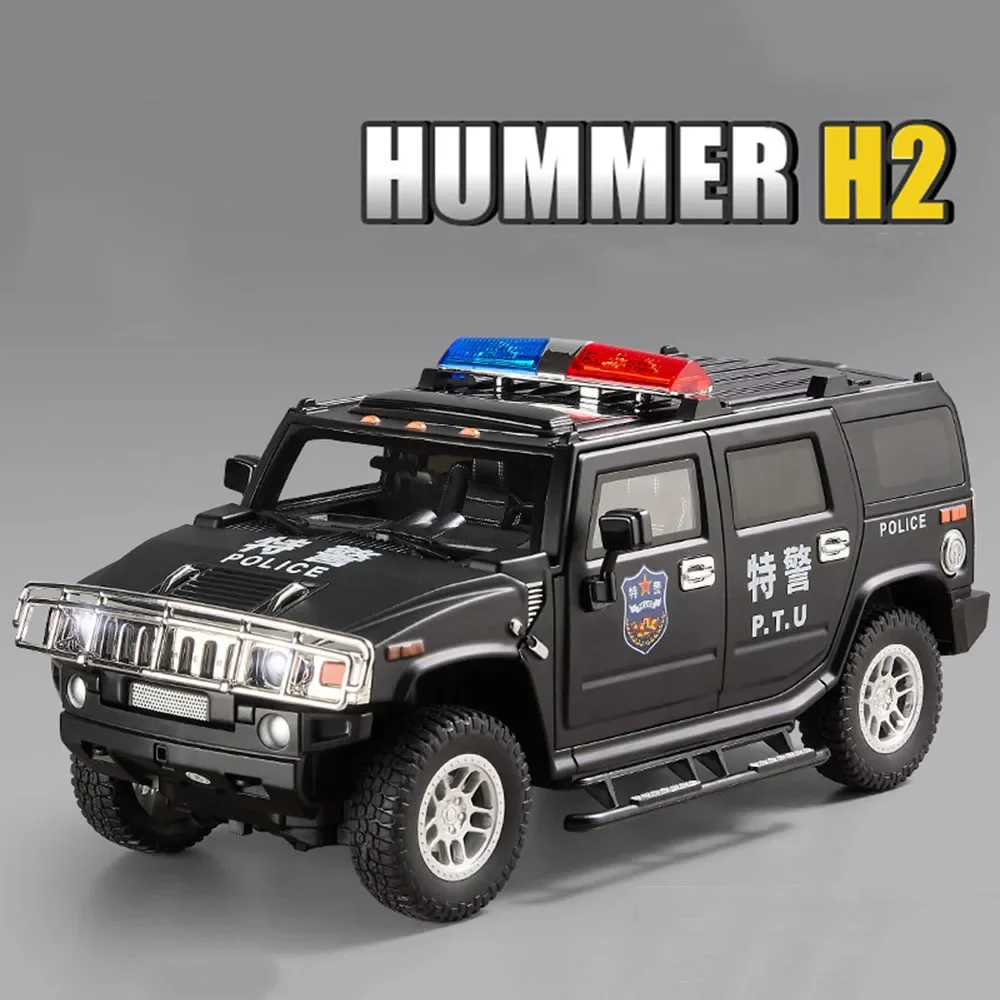 1:18 Hummer H2 Autos Spielzeug Modelle Gummireifen Miniatur Polizeiauto Licht Sound Rad Lenkung Feuerwehrauto Perfekte Geschenke für Jungen