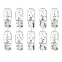 10 X Clear Signal Lamp Glass T10 W5W 501 194 White 12V 5W/3W Warm White W2.1x9.5d Single Filament Car Bulb Auto Light