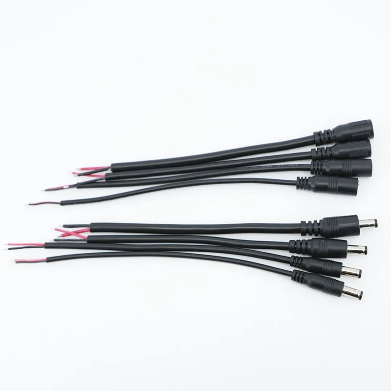 5.5 مللي متر x 2.5 مللي متر 2pin تيار مستمر ذكر أنثى 22/20/18/16awg موصل الطاقة كابل توصيل نهاية سلك توريد إصلاح كابل 5525 DC5525 أسلاك التوصيل المصنوعة