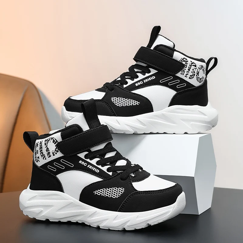 

Детские высокие кроссовки, зимние зимние ботинки для мальчиков, плюшевая теплая легкая детская спортивная обувь на толстой подошве для мальчиков