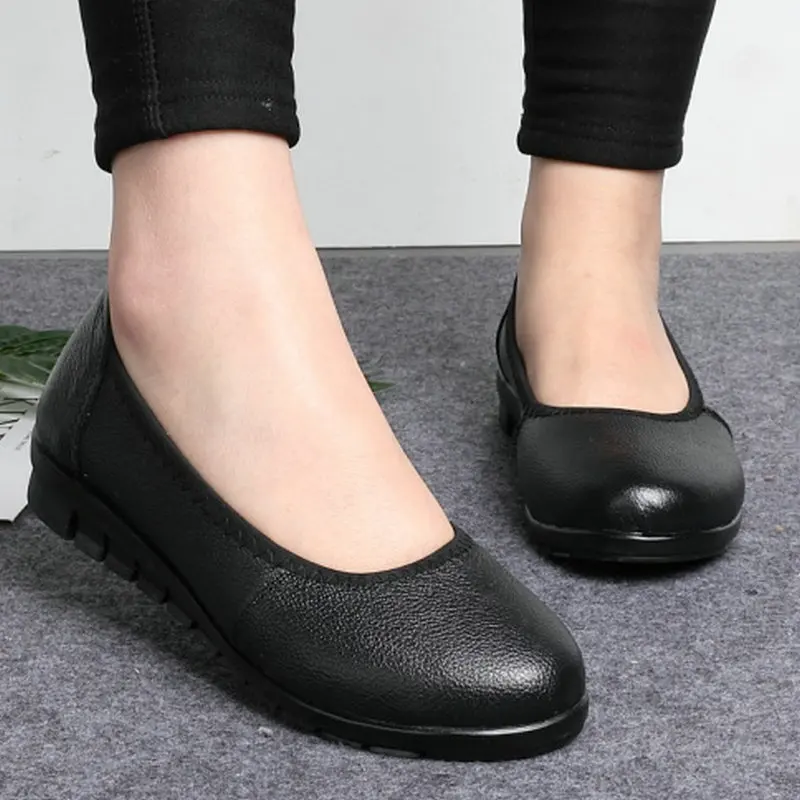 Sneakers 2024 Spring Women Loafers Footwear Flat Shoes Genuine Leather Mother Comfort Casual Shoes Black Shoes