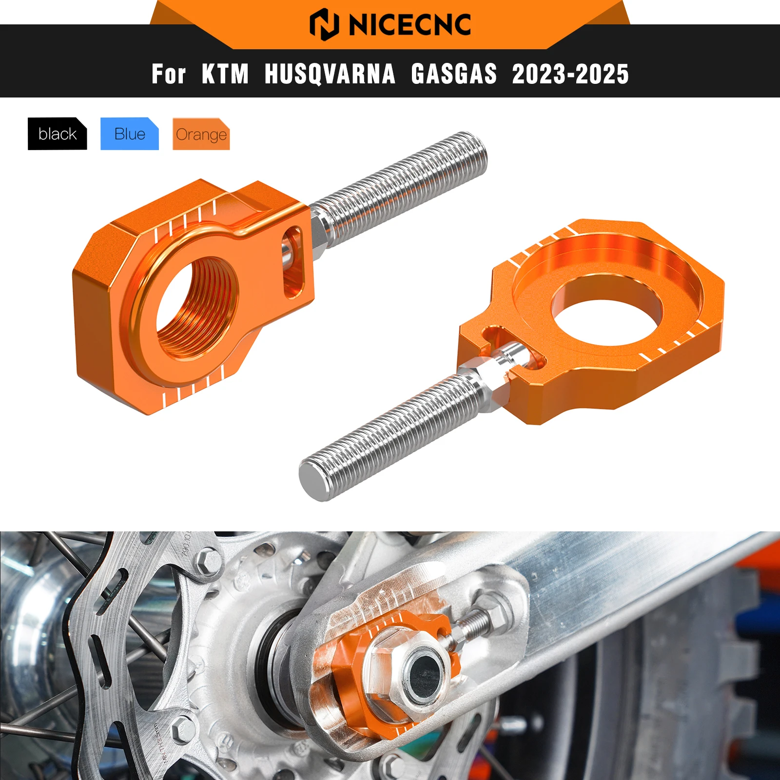 

NICECNC For KTM EXC 300 2024 22mm Rear Axle Block Chain Adjuster For KTM EXCF 350 SX 125 SXF 450 2023 2024 Husqvarna TE300 FE450