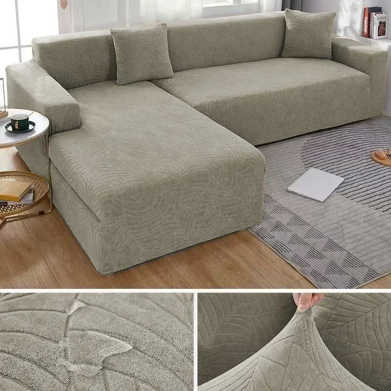 Waterdichte Dikker Bankhoezen 1/2/3/4 Zetels Jacquard Effen Couch Cover L-vormige Sofa Cover Protector bankhoezen