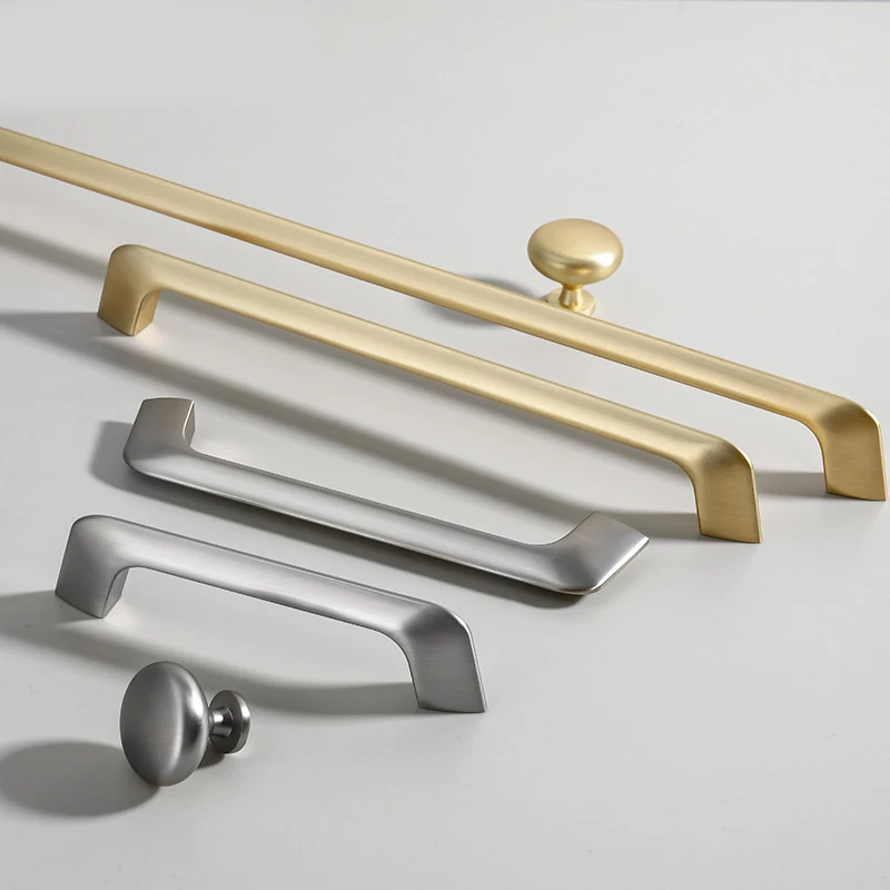 AOBT Brass Gold Kitchen Cabinet Storage Handles Cupboard Cabinet Door Modern Handles Gray Drawer Knob Kitchen Furniture Hardware